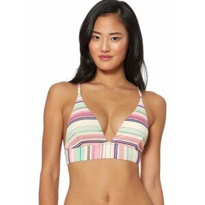 Jessica Simpson Women's Striped Lace Up Triangle Bikini Top - S